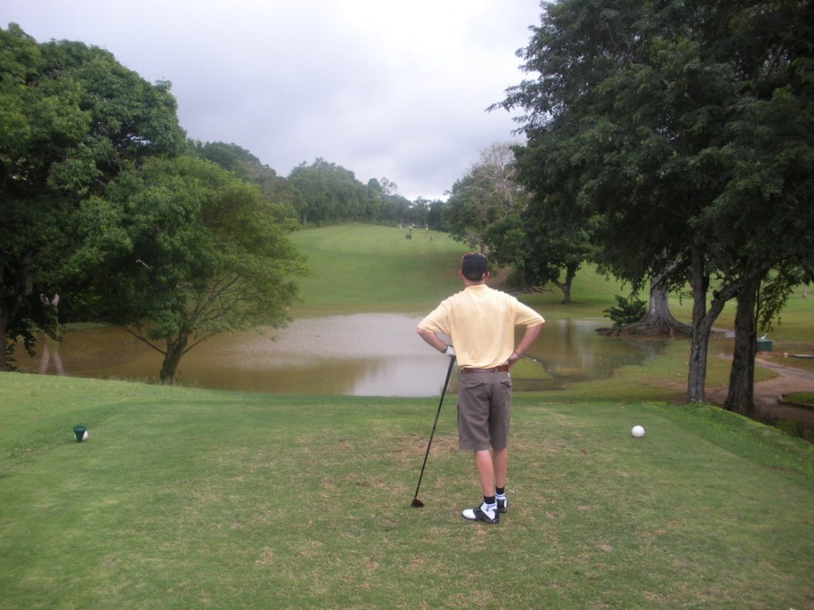 looking at the next gof hole at Sandals Golf Club in Jamaica