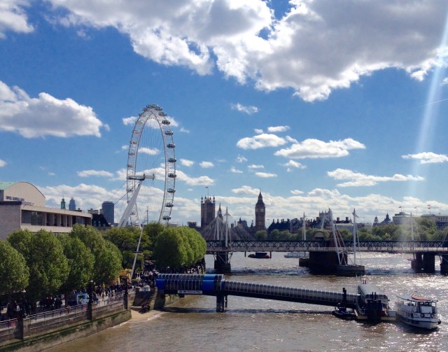 Looking over the River Thames and t(e London Eye