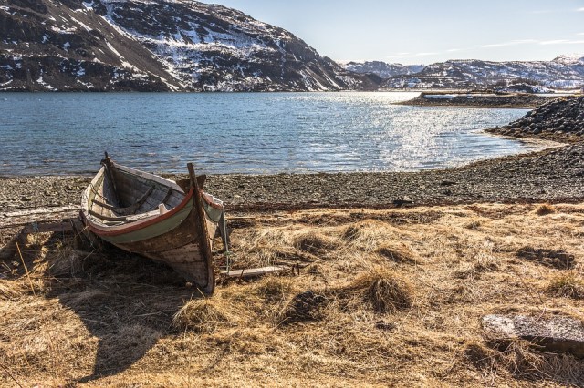 A boat on the edge of a fjord in Norway