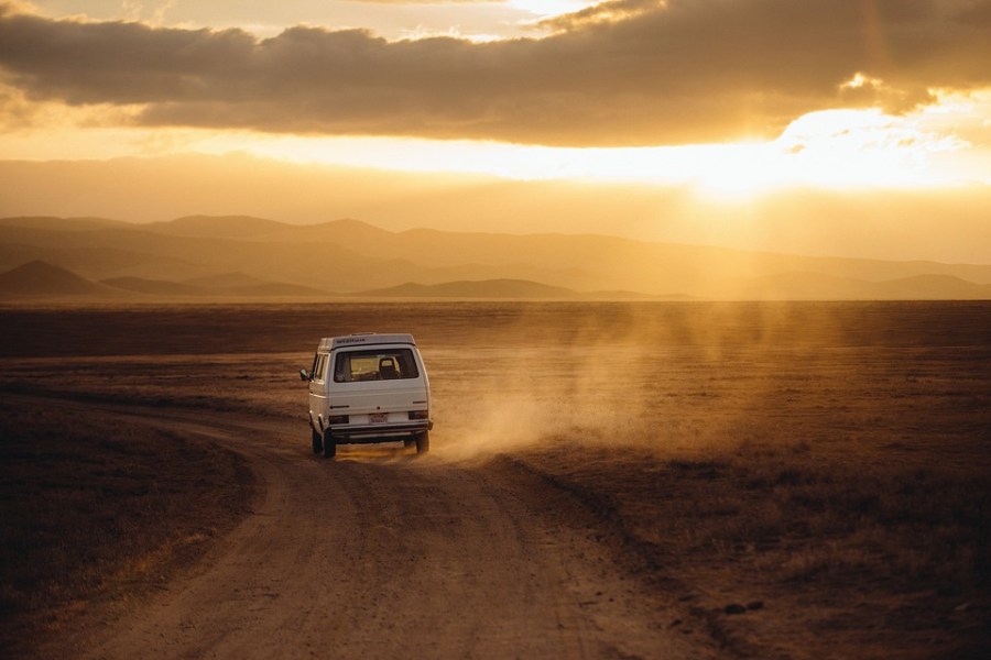 driving off into the sunset in Australia