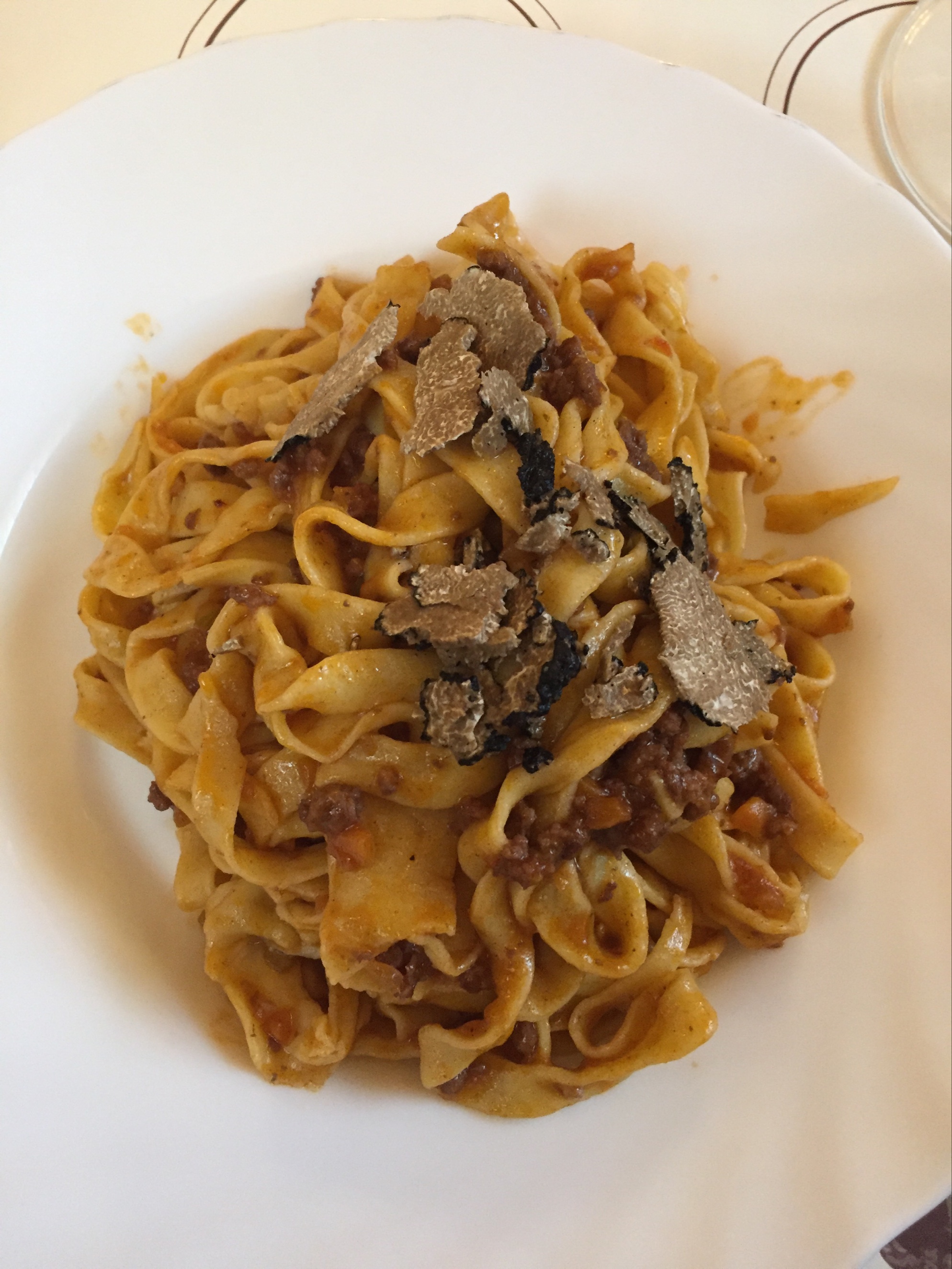 Pasta with shaved truffles in Tuscany