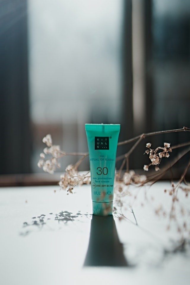 A bottle of sunscreen