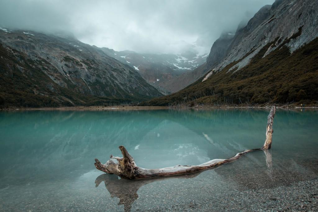 Lake and mountains.