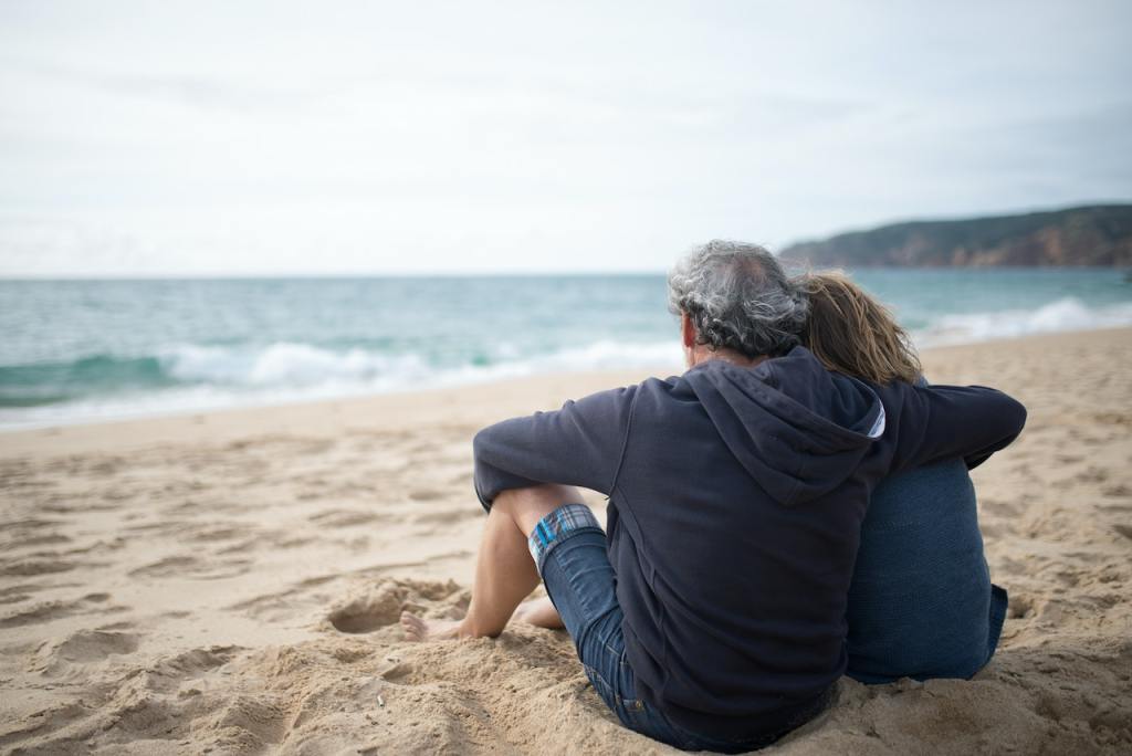 An older couple at the beach.