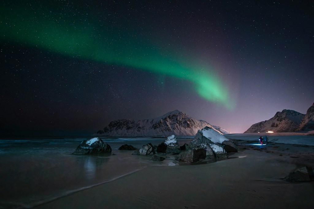 Northern Lights above the island.