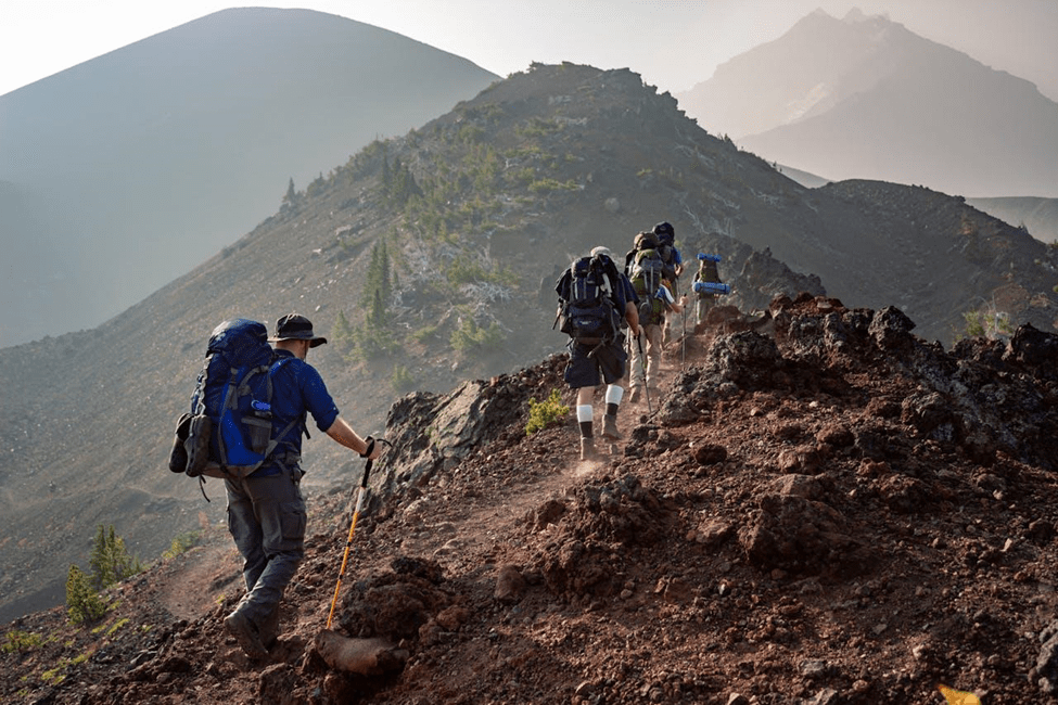 A group of hikers exploring nature 
