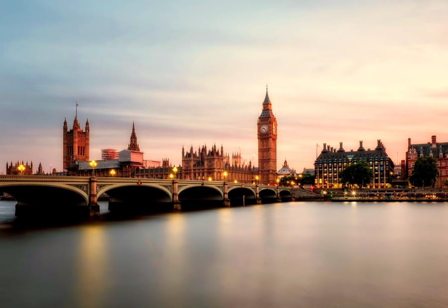 a view of London from across the Thames River.